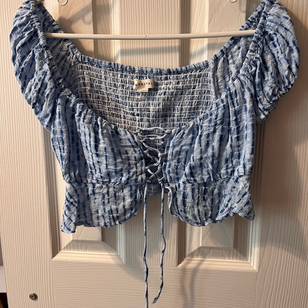 Aeropostale Blue Ruched Blouse